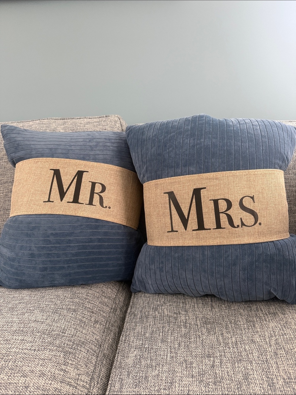 Mr. & Mrs. Decorative Burlap Pillow Wraps